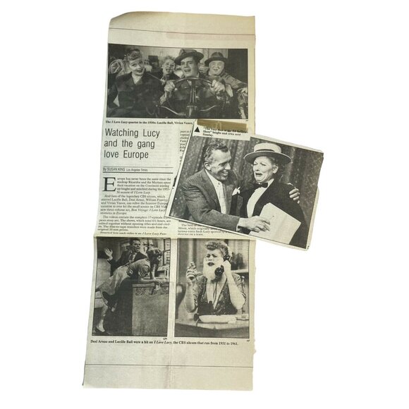 Lucille Ball I Love Lucy Vintage 80's Newspaper Articles VERY COOL u - Picture 1 of 4